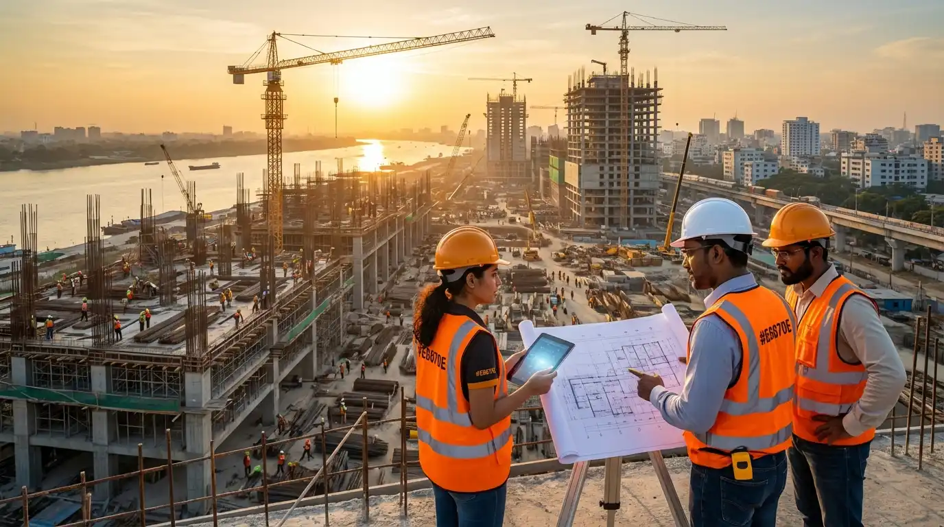 Construction site aerial view